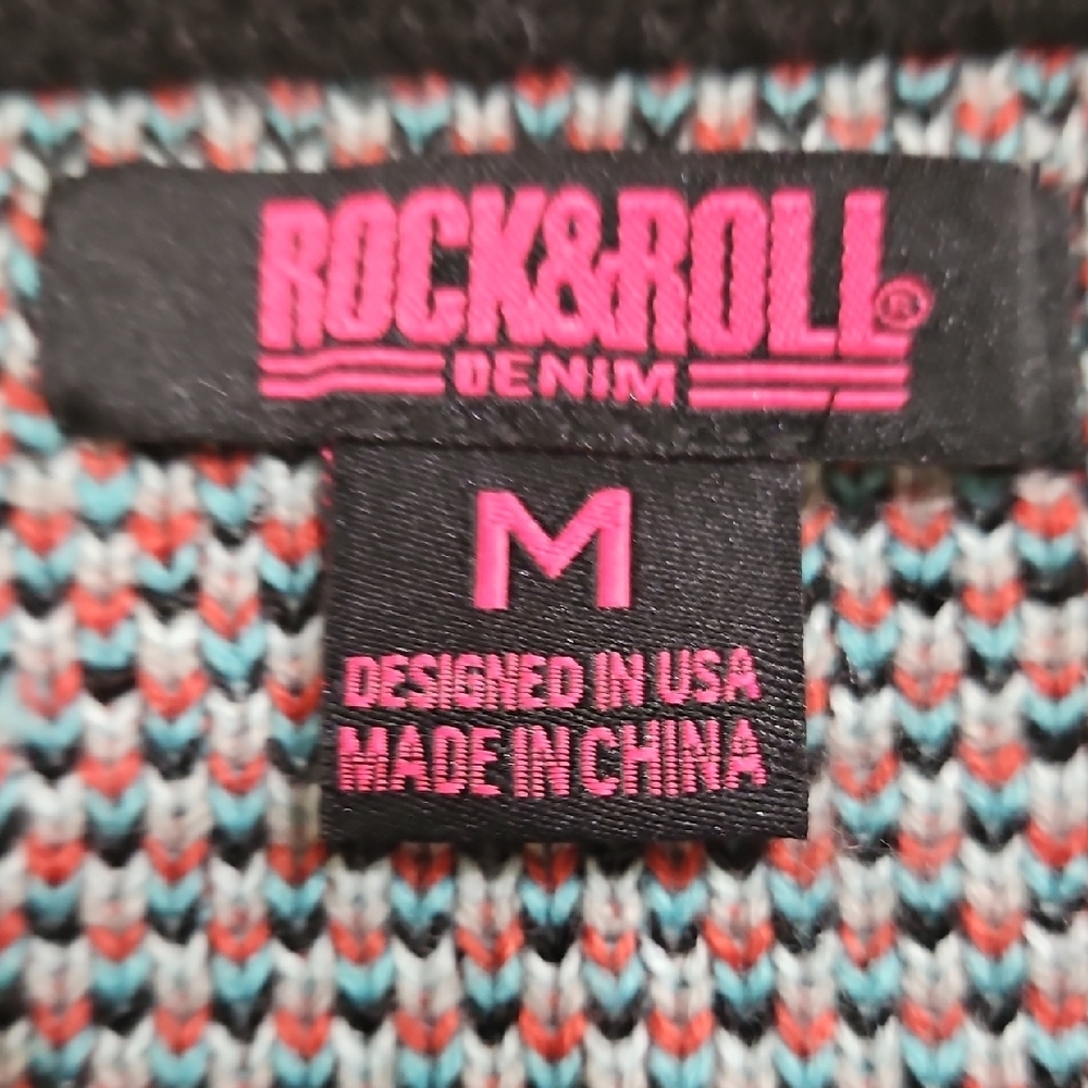 Rock&Roll Denim Aztec Patterned Sweater - Black, Red, Blue - Picture 3 of 5